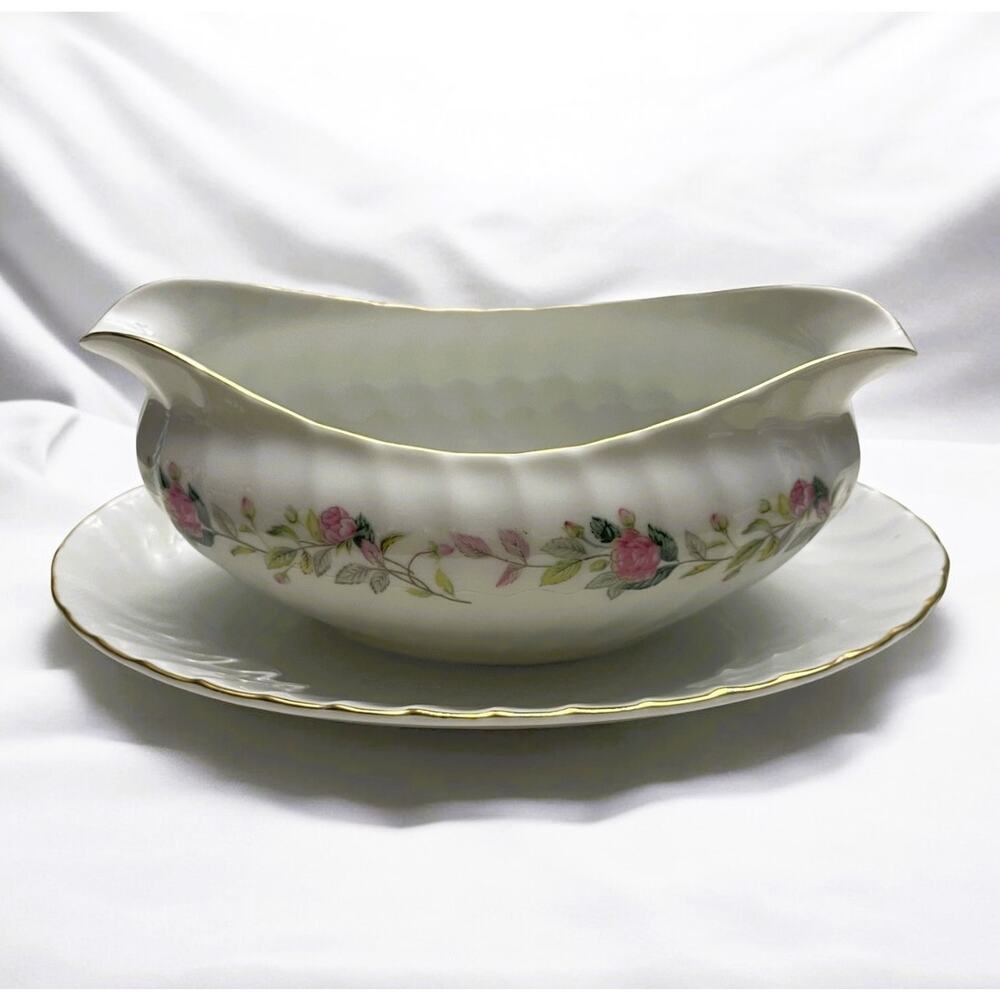 Vintage "Regency Rose" Pattern by Creative Fine China, Gravy Boat/Under Plate